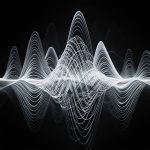 Abstract visualization of sine waves distorted by harmonics on a dark background